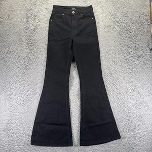 Vintage Cotton On Jeans Womens 4 Black Cotton Denim Flared Leg Workwear Stretch
